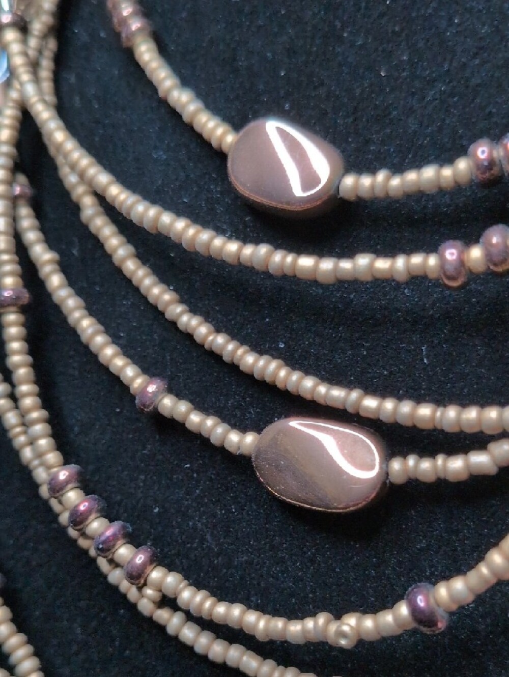 Chico's Multi-Strand Beaded Necklace in Gold and Brown